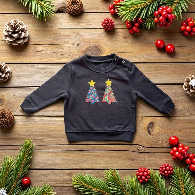 Liberty of London Children's Christmas Trees Jumper, Navy - Sweatshirts - 2
