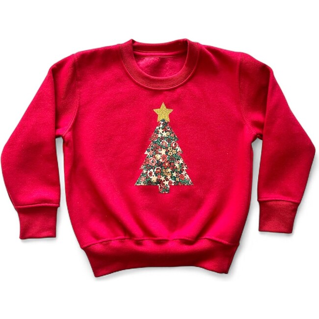 Liberty of London Children's Christmas Tree Jumper, Red