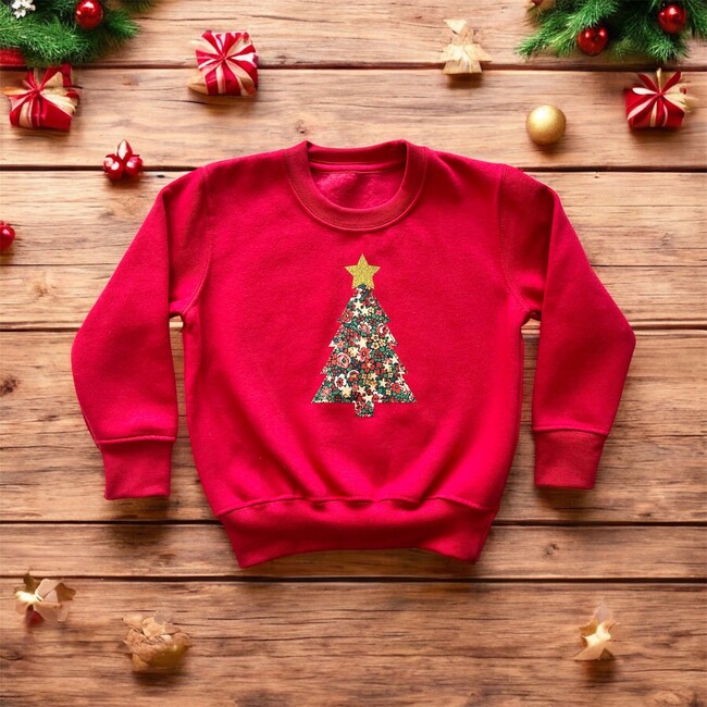 Liberty of London Children's Christmas Tree Jumper, Red - Sweatshirts - 2