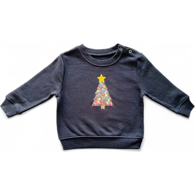 Liberty of London Children's Christmas Tree Jumper, Navy