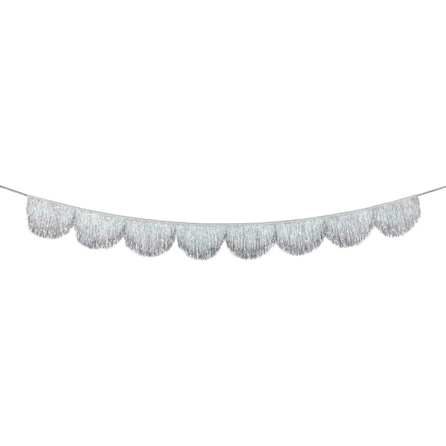 Silver Iridescent Tinsel Scallop Garland - Party - 4