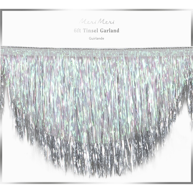 Silver Iridescent Tinsel Scallop Garland - Party - 5