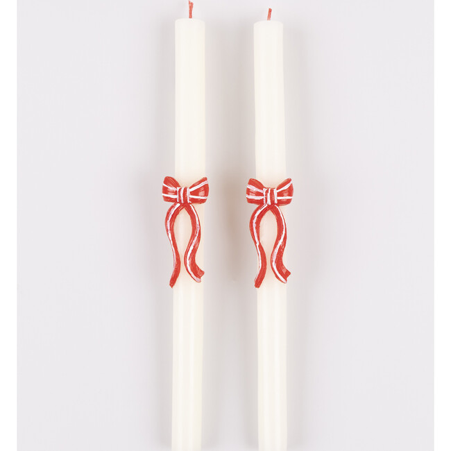 Red Stripy Bow Table Candles - Candles - 3
