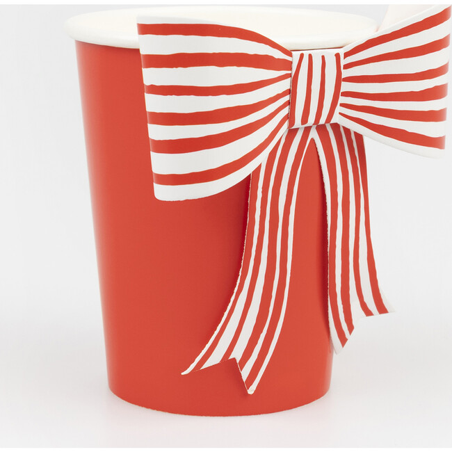 Red & White Stripy Bow Cups - Party - 3