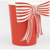 Red & White Stripy Bow Cups - Party - 3 - thumbnail