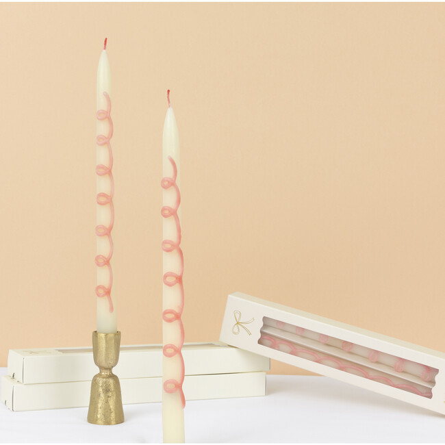 Pink Swirl Taper Candles