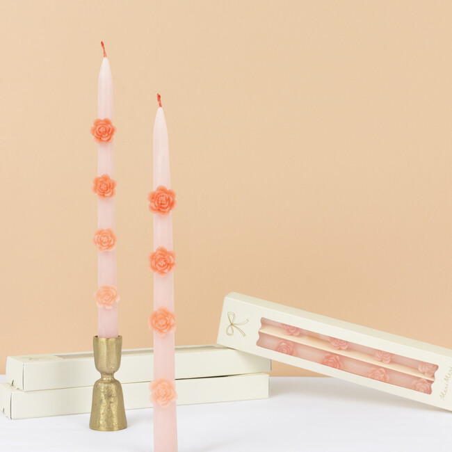 Pink Flower Taper Candles