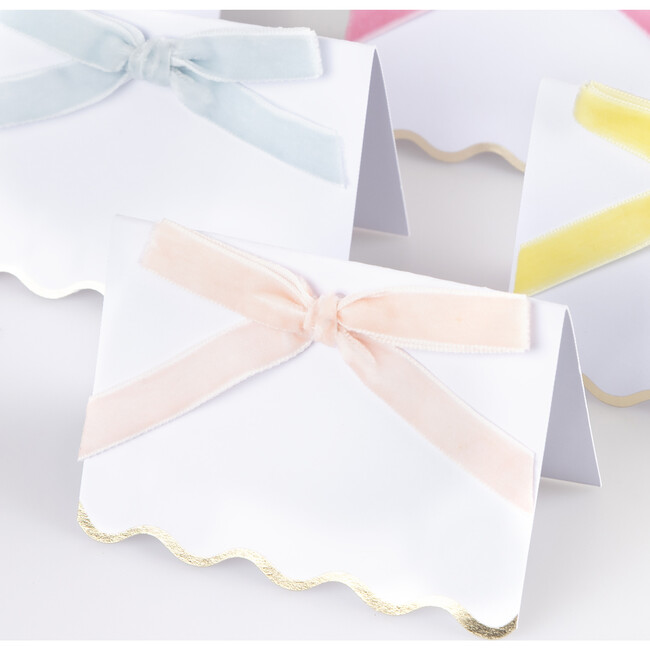 Pastel Velvet Bow Place Cards - Party - 3