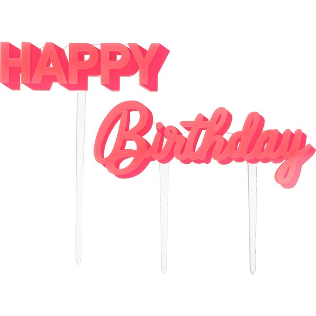 Happy Birthday Pink Acrylic Toppers