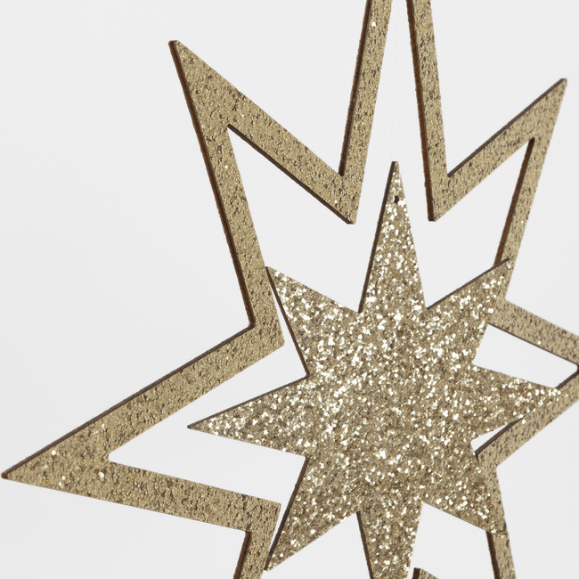 Large Glitter Wooden Star Decorations - Party - 4