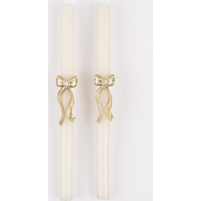 Gold Stripy Bow Table Candles - Candles - 3