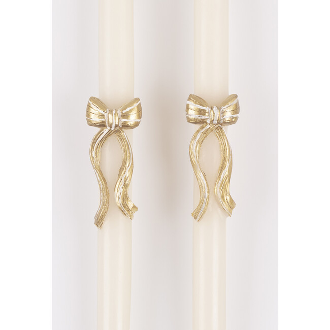 Gold Stripy Bow Table Candles - Candles - 4