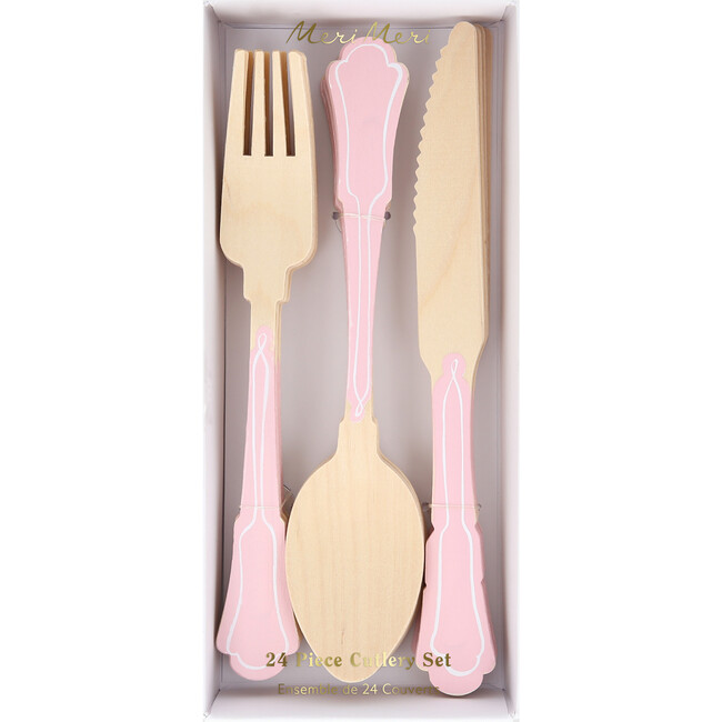 Elegant Pink Wooden Cutlery Set