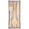 Elegant Floral Wooden Cutlery Set - Party - 1 - thumbnail
