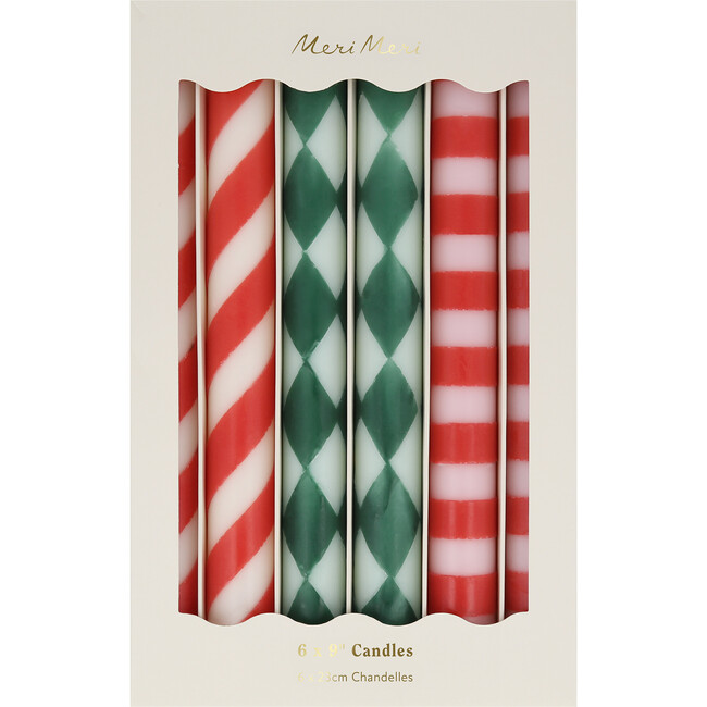 Festive Stripe Table Candles - Candles - 4