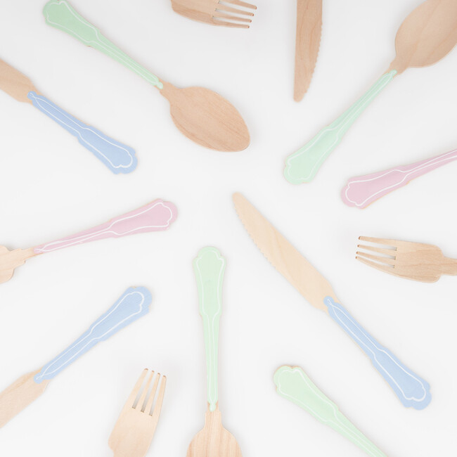 Elegant Mixed Color Wooden Cutlery Set - Party - 3