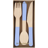 Cornflower Blue Wooden Cutlery Set - Party - 1 - thumbnail