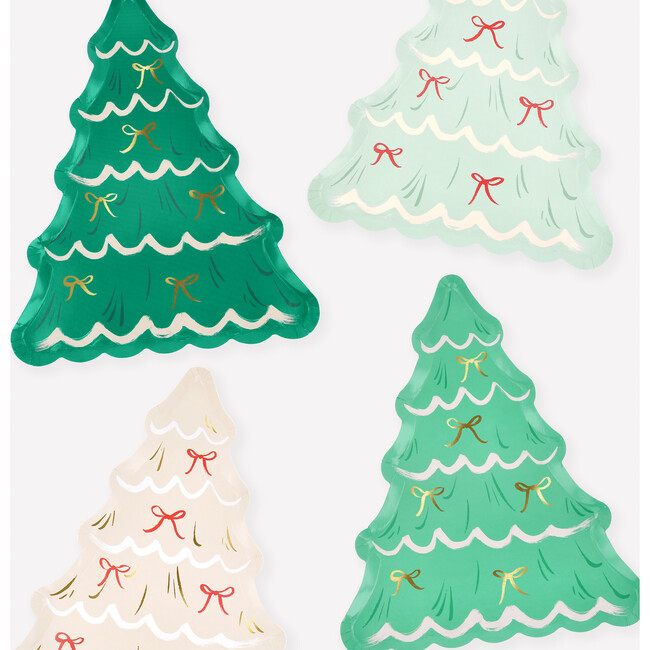 Christmas Tree With Bows Plates