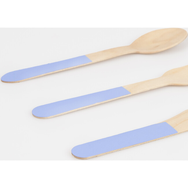 Cornflower Blue Wooden Cutlery Set - Party - 3