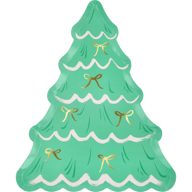 Christmas Tree With Bows Plates - Party - 4