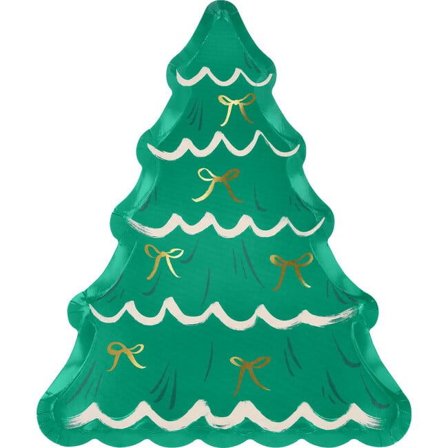 Christmas Tree With Bows Plates - Party - 6