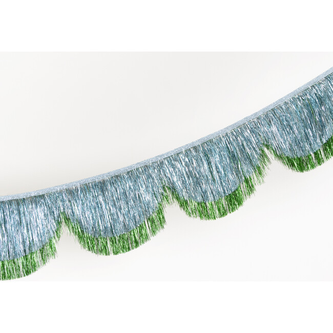 Blue Tinsel Scallop Garland