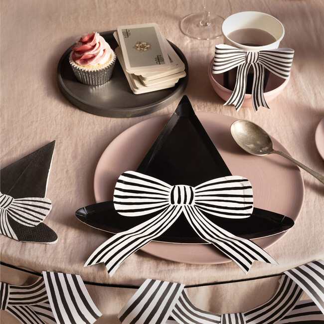 Black & White Stripy Bow Cups