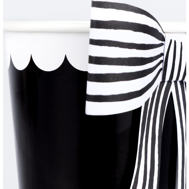 Black & White Stripy Bow Cups - Party - 4