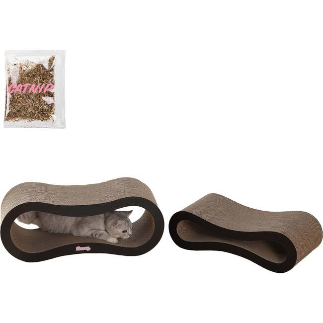 Suvi 26" Cardboard Infinity 2-in-1 Lounge Bed Cat Scratcher with Catnip, Ink