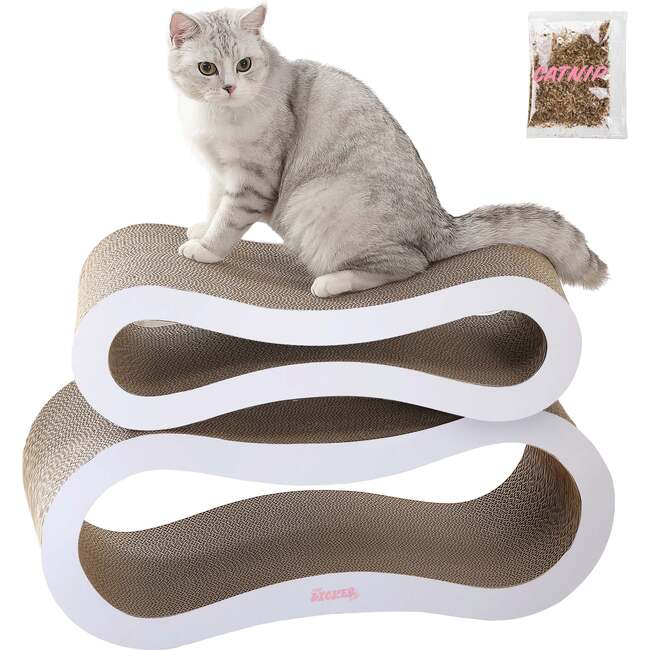 Suvi 26" Cardboard Infinity 2-in-1 Lounge Bed Cat Scratcher with Catnip, Cloud