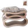 Suvi 26" Cardboard Infinity 2-in-1 Lounge Bed Cat Scratcher with Catnip, Oak Wood - Pet Accessories - 1 - thumbnail