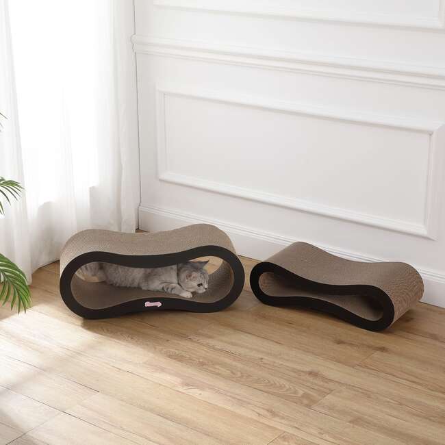 Suvi 26" Cardboard Infinity 2-in-1 Lounge Bed Cat Scratcher with Catnip, Ink - Pet Accessories - 2