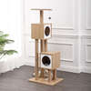 Sawyer 56" 3 Tier Minimalist Jute Cat Tree Condo with Scratching posts, and Fuzzy Toy, Brown/White - Pet Accessories - 6