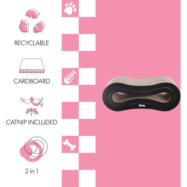 Suvi 26" Cardboard Infinity 2-in-1 Lounge Bed Cat Scratcher with Catnip, Ink - Pet Accessories - 5