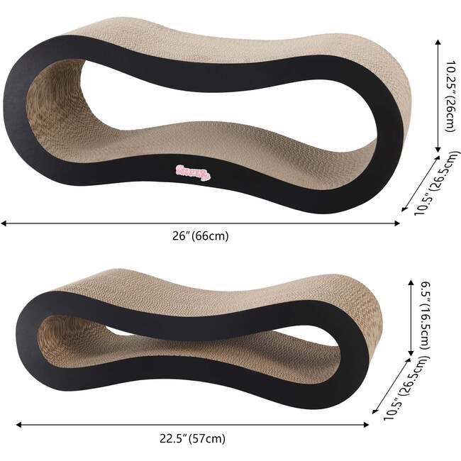 Suvi 26" Cardboard Infinity 2-in-1 Lounge Bed Cat Scratcher with Catnip, Ink - Pet Accessories - 6