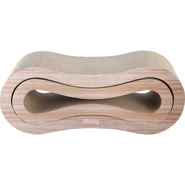Suvi 26" Cardboard Infinity 2-in-1 Lounge Bed Cat Scratcher with Catnip, Oak Wood - Pet Accessories - 4