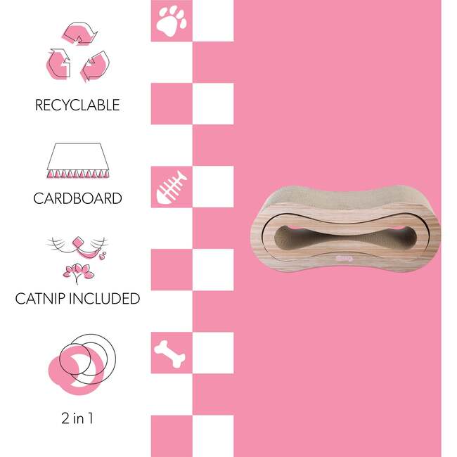 Suvi 26" Cardboard Infinity 2-in-1 Lounge Bed Cat Scratcher with Catnip, Oak Wood - Pet Accessories - 5