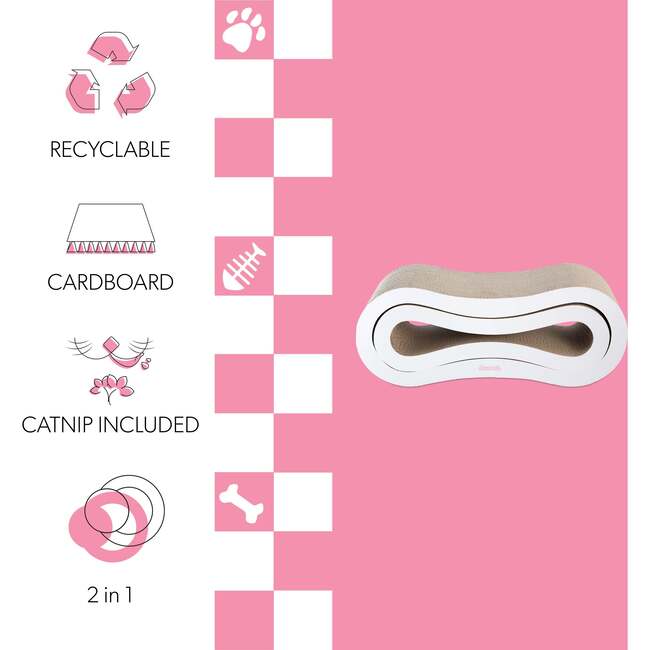 Suvi 26" Cardboard Infinity 2-in-1 Lounge Bed Cat Scratcher with Catnip, Cloud - Pet Accessories - 5