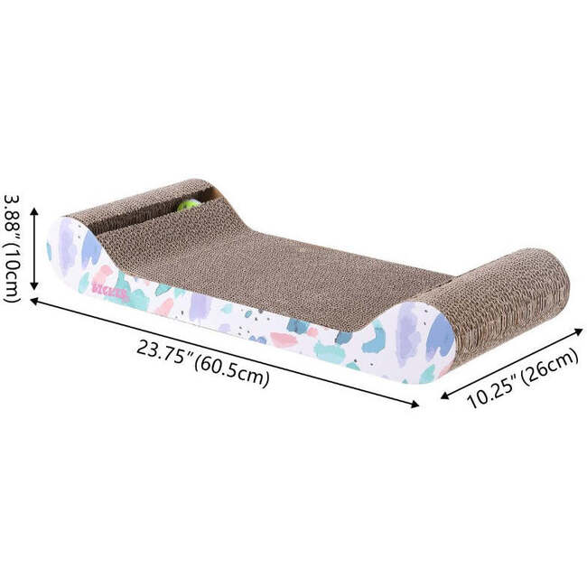Rini 23.75" Cardboard Lounge Bed Cat Scratcher with Built In Bell Toys and Catnip, White/Multi (Set of 2) - Pet Accessories - 6