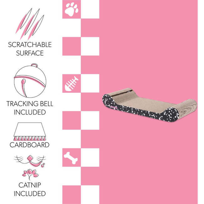 Rini 23.75" Cardboard Lounge Bed Cat Scratcher with Built In Bell Toys and Catnip, Black/White - Pet Accessories - 5