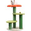 Poppy 29" 3 Tier Jute Flower Cat Tree with Dangling Toy, Orange/Green - Pet Accessories - 1 - thumbnail