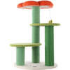 Poppy 29" 3 Tier Jute Flower Cat Tree with Dangling Toy, Orange/Green - Pet Accessories - 4