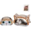 Opal 19" Cardboard Happy Cat Head 2-in-1 Cat Cave Scratcher with Built In Bell Toys and Catnip, Orange/Blue - Pet Accessories - 1 - thumbnail