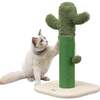 Pecos 21" Jute Cactus Cat Scratching Post with Fuzzy Toy, Green/White - Pet Accessories - 1 - thumbnail
