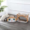 Opal 19" Cardboard Happy Cat Head 2-in-1 Cat Cave Scratcher with Built In Bell Toys and Catnip, Orange/Blue - Pet Accessories - 2