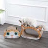 Opal 19" Cardboard Happy Cat Head 2-in-1 Cat Cave Scratcher with Built In Bell Toys and Catnip, Orange/Blue - Pet Accessories - 3