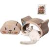 Opal 19" Cardboard Happy Cat Head 2-in-1 Cat Cave Scratcher with Built In Bell Toys and Catnip, Cream/Peach - Pet Accessories - 1 - thumbnail