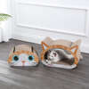 Opal 19" Cardboard Happy Cat Head 2-in-1 Cat Cave Scratcher with Built In Bell Toys and Catnip, Orange/Blue - Pet Accessories - 7