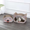 Opal 19" Cardboard Happy Cat Head 2-in-1 Cat Cave Scratcher with Built In Bell Toys and Catnip, Muted Pink/Cream - Pet Accessories - 2