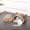 Opal 19" Cardboard Happy Cat Head 2-in-1 Cat Cave Scratcher with Built In Bell Toys and Catnip, Cream/Peach - Pet Accessories - 3